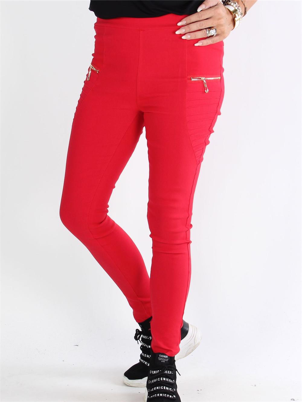 Agathe - Denim look leggings med guld lynlås